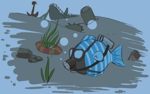 海洋垃圾简笔画