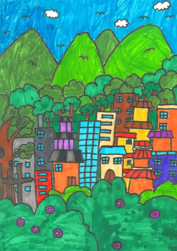 大井镇 中心学校黄小洋《我的家乡》指导老师:梁妙婷