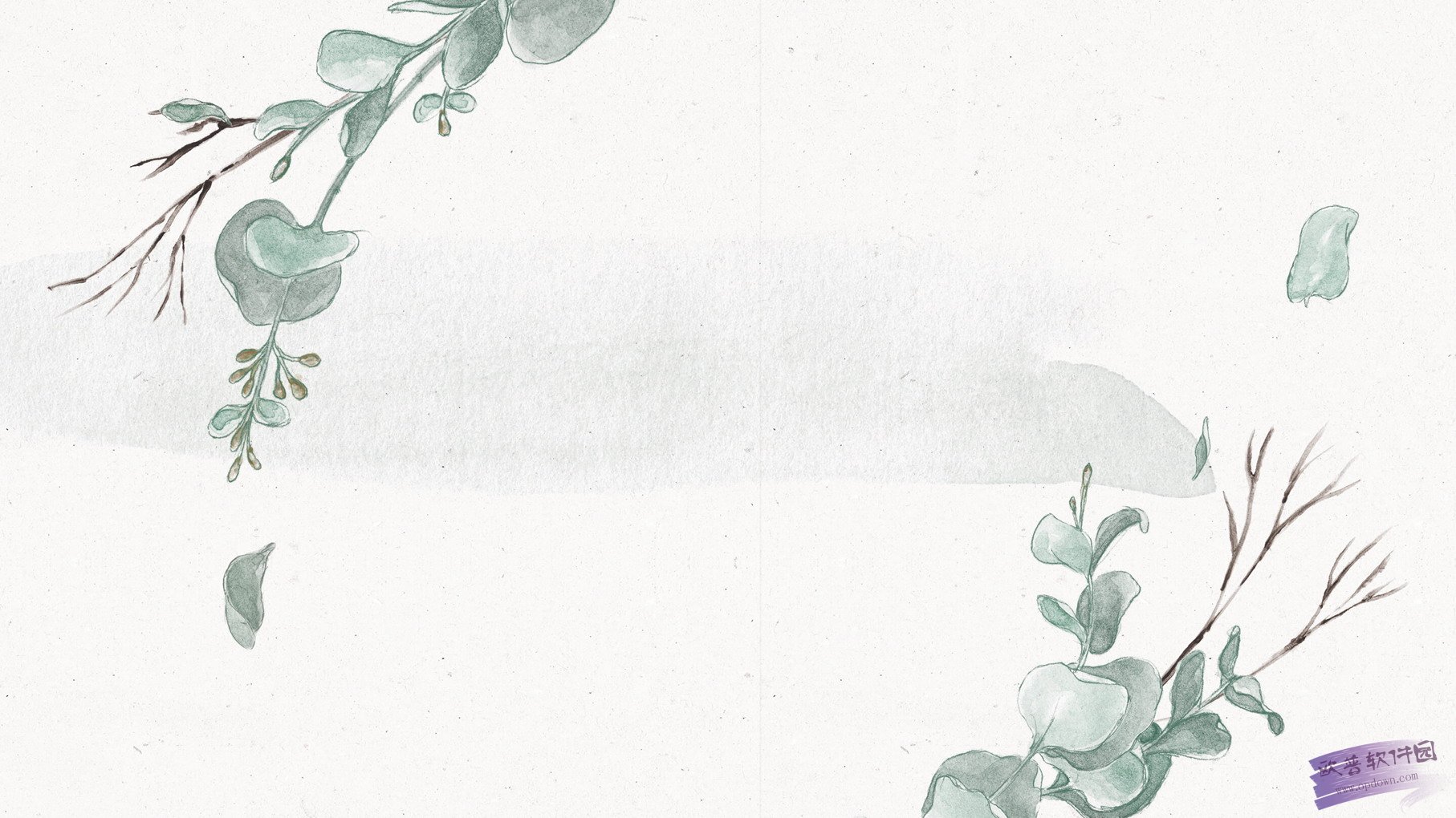 淡雅文艺叶子幻灯片背景图片下载 淡雅文艺叶子幻灯片背景是为ppt设计