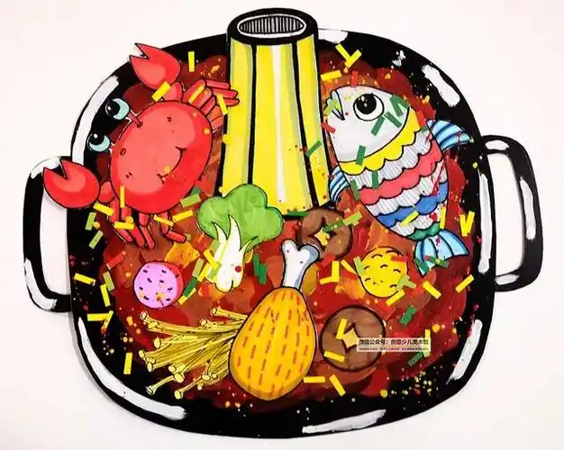 儿童画简单美食(儿童画教程好吃的火锅)(9)