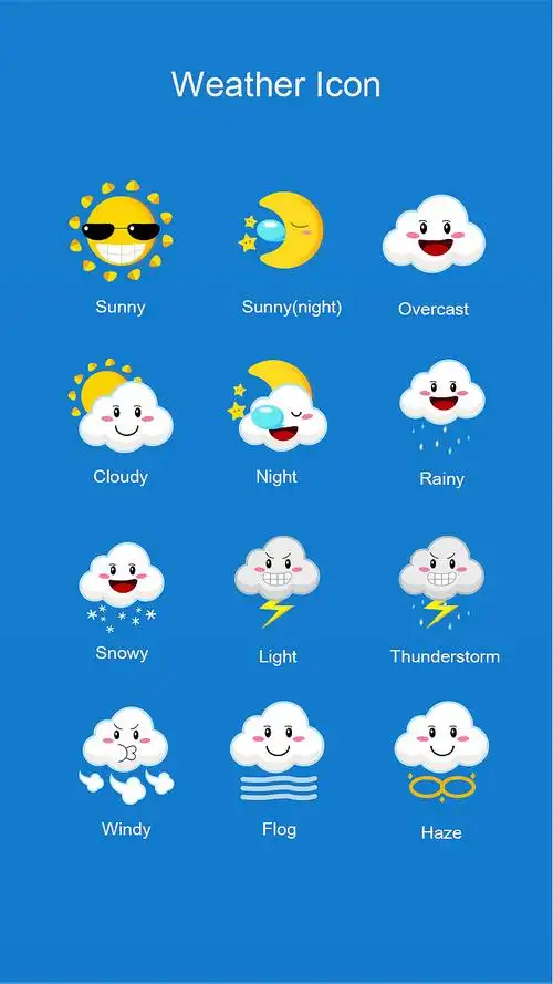 一组可爱的天气图标