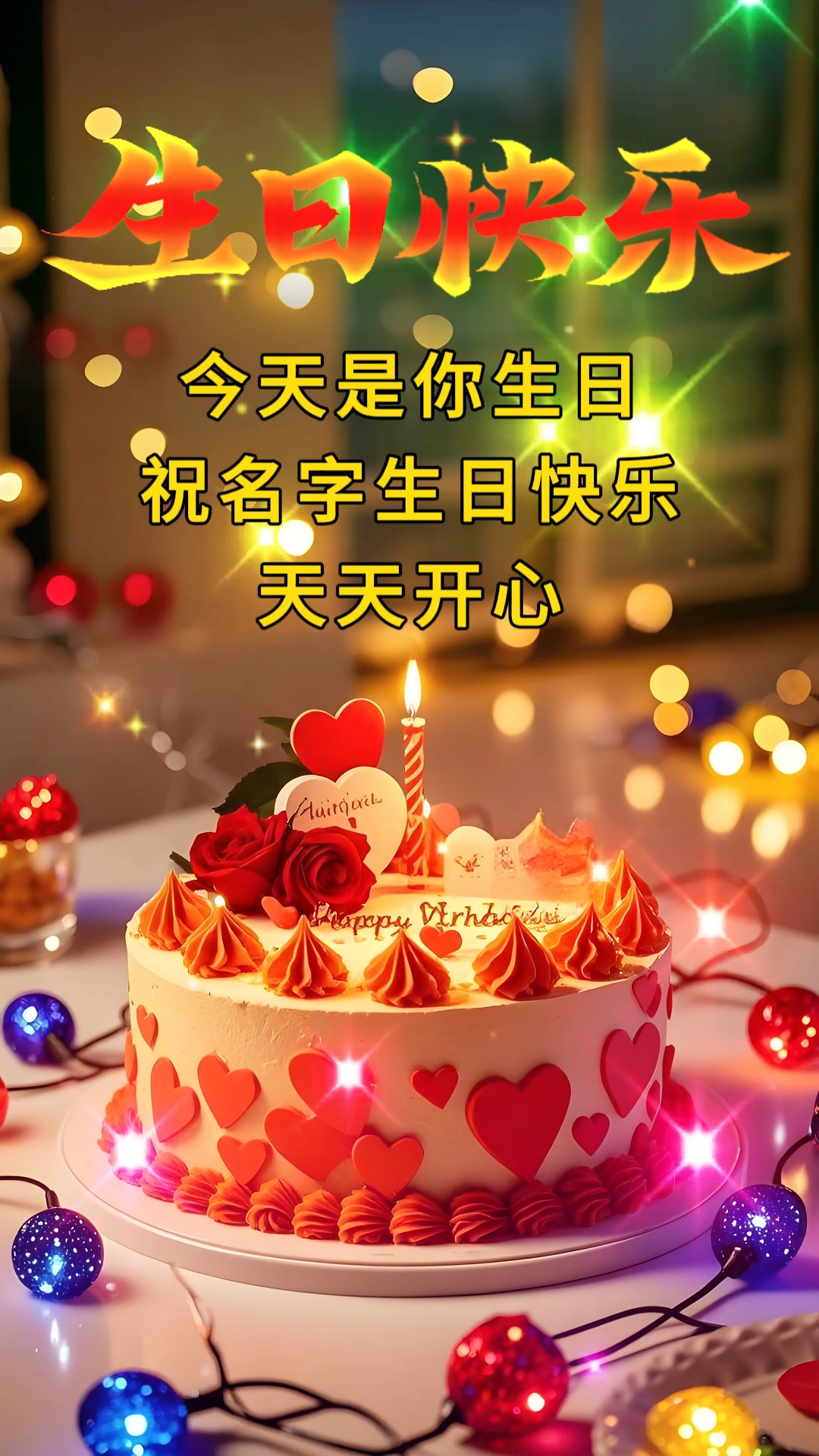 祝你生日快乐祝福视频同款制作!可加名字,日期,替换3张照片