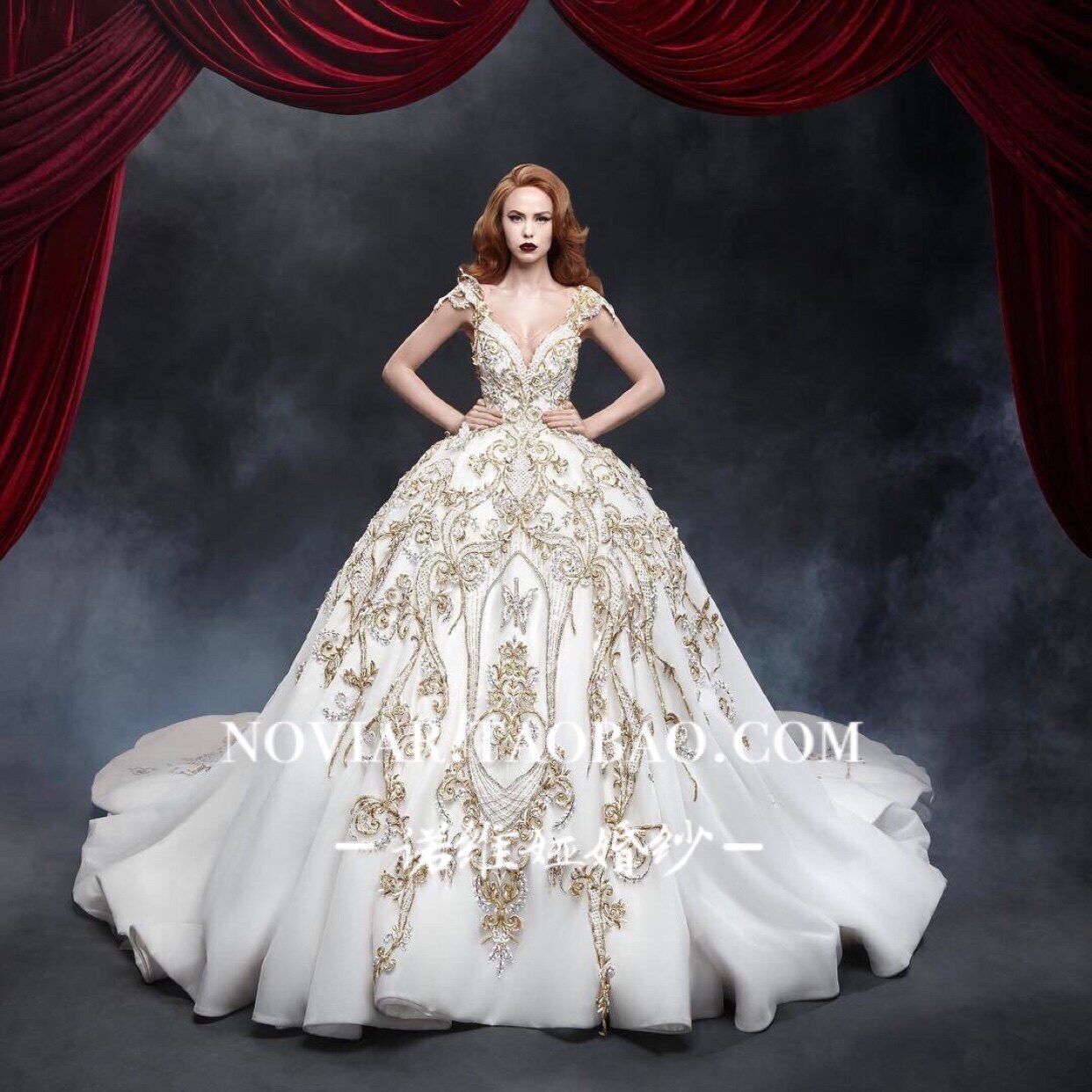 婚纱礼服 新娘 拖尾 奢华 水钻大额优惠券