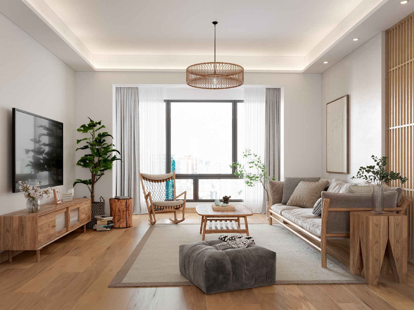 别墅装修原木色新中式装修清雅文艺的小别墅