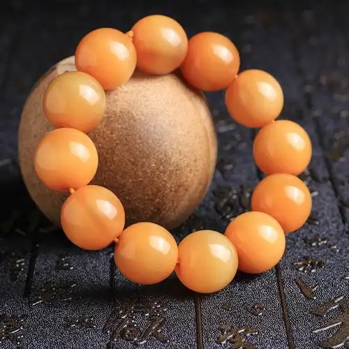 精品天然黄牛角圆珠佛珠手串20mm 晶莹剔透正宗黄牛角男士.