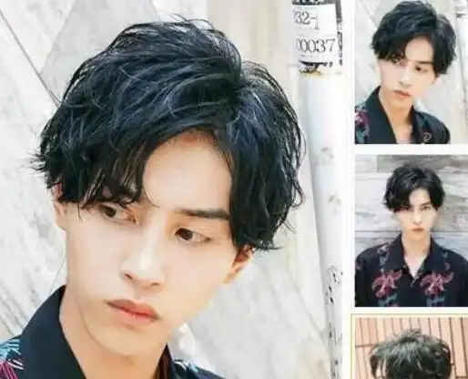 男生韩式三七分纹理烫发型效果图