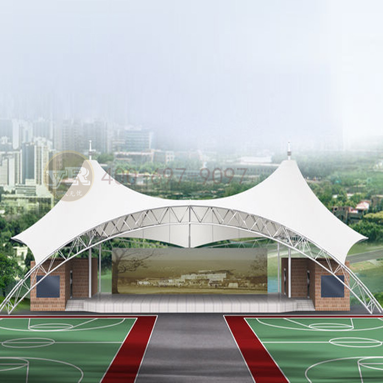 膜结构舞台遮阳棚文化广场膜结构舞台设计张拉膜结构舞台安装