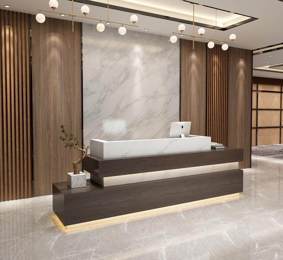 公司大气前台桌接待台简约现代大厅收银吧台店铺商用办公接待柜台