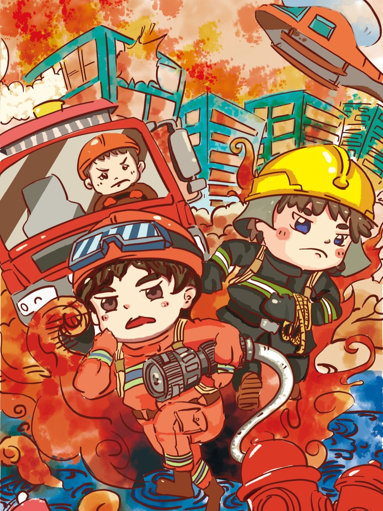 消防安全海报 第一次用ps画图 临摹了一张海报 习惯习惯 以后会经常用