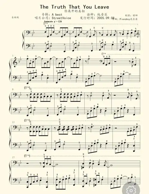 thetruththatyouleave钢琴谱