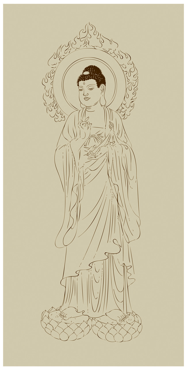 佛无框画线描矢量