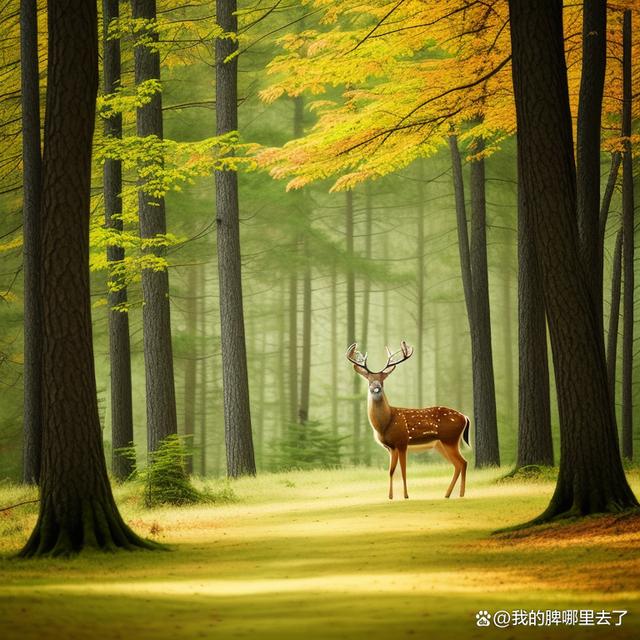 小鹿非常喜欢在森林里漫步,欣赏大自然的美景.