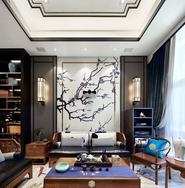 200平米中式风格沙发背景墙装修效果图