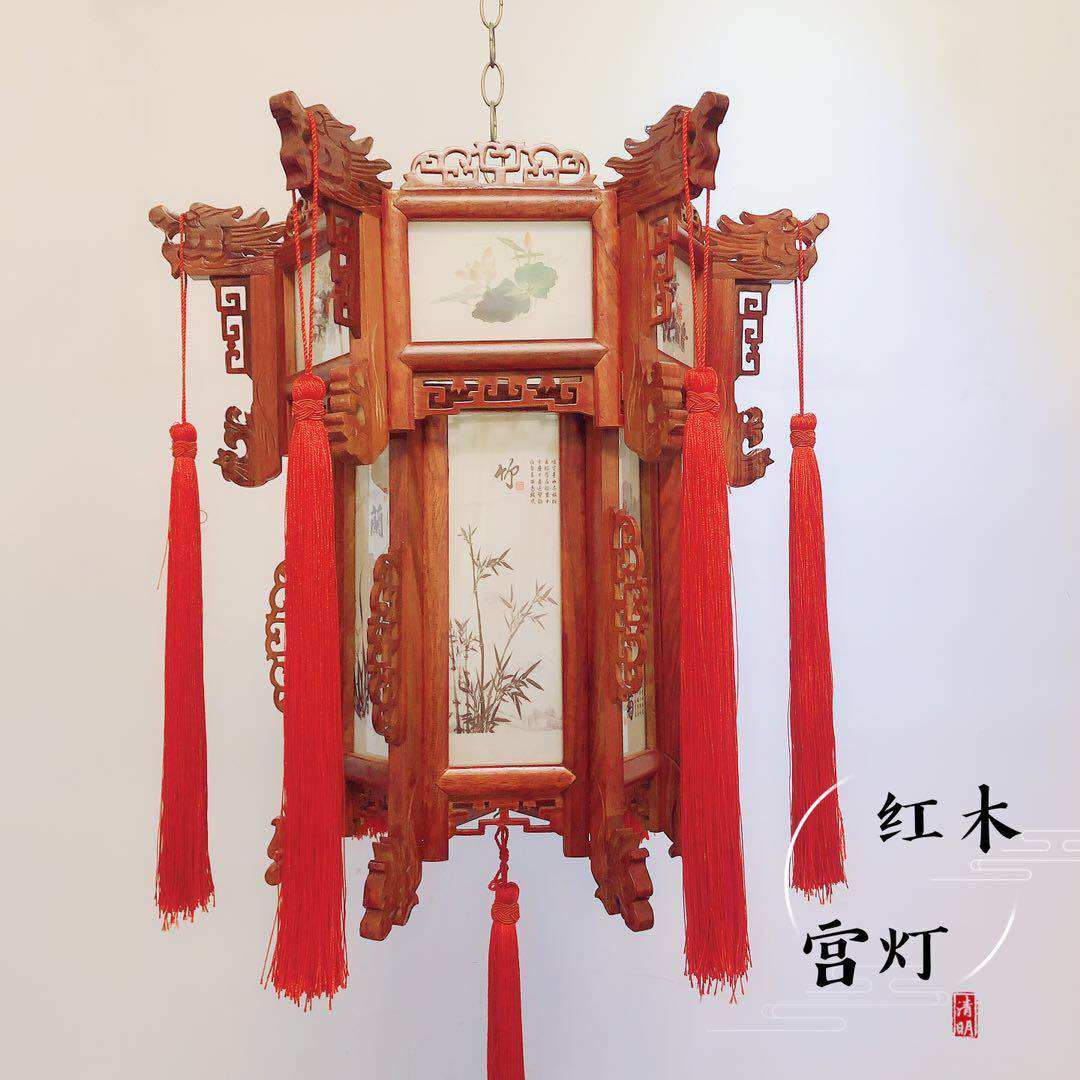 红木宫灯木制宫灯仿古宫灯中式吊灯古典宫灯木质灯笼磐城宫灯