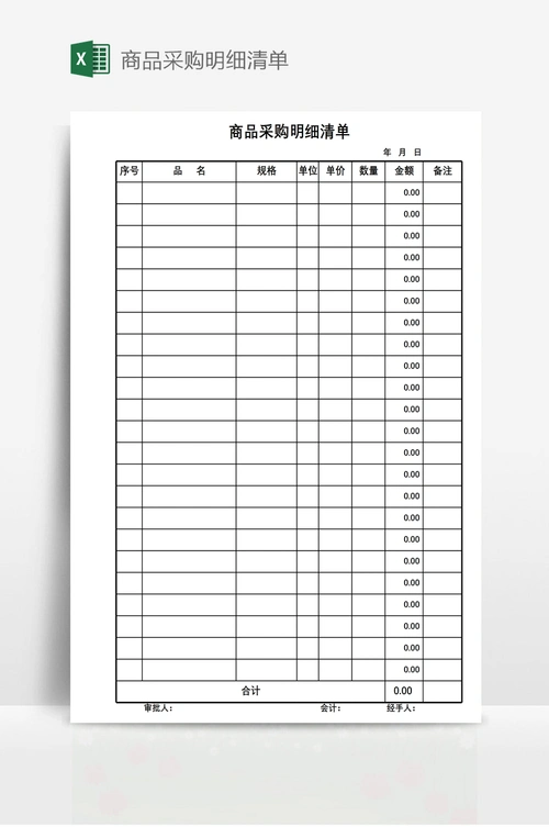 商品采购明细清单