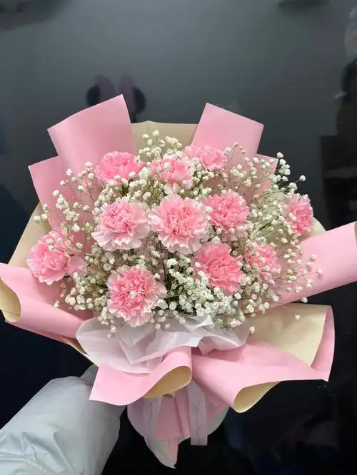 11枝康乃馨满天星花束妇女节女神节滕州礼物