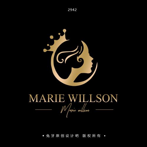 美容院logo设计个性手绘金头像美容美妆logo店头像水印名片设计