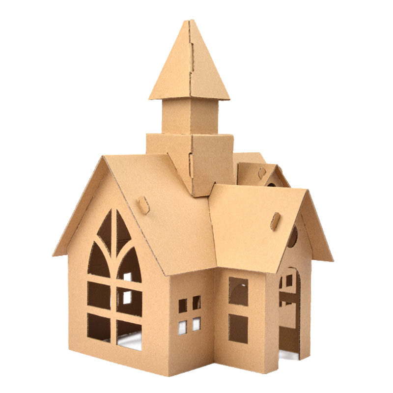 儿童房子箱质纸板学生小屋拼装手工纸盒包纸盒建筑