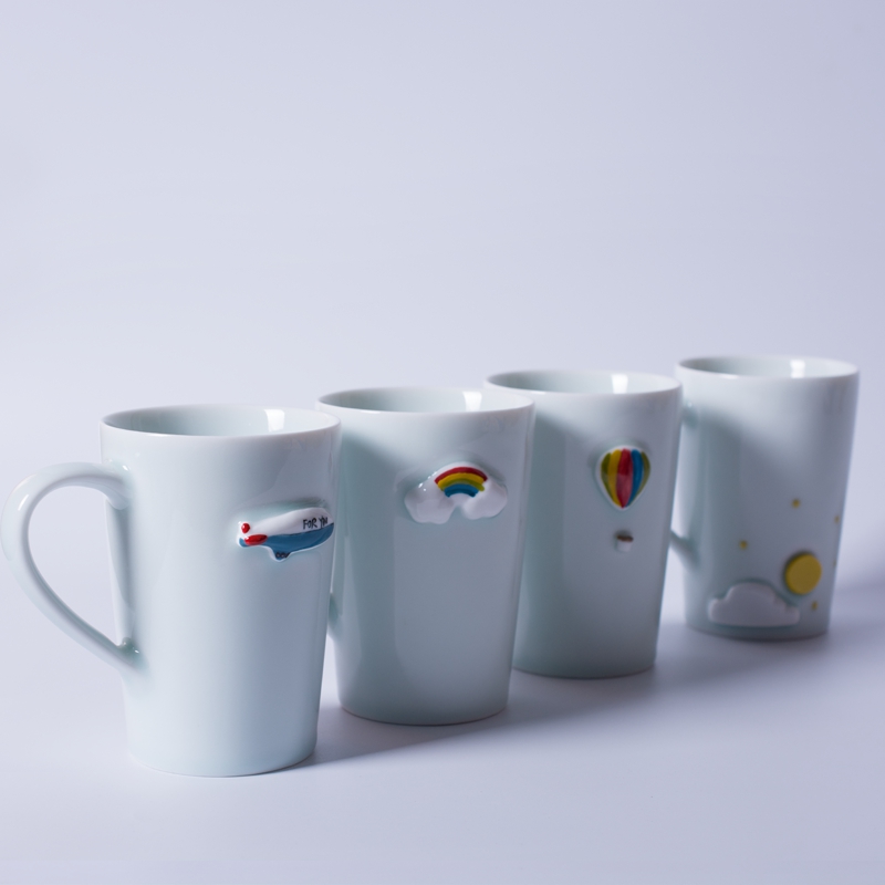 困而学 景德镇陶瓷杯定制情侣杯子创意手工绘画简约彩虹杯喝水马克杯
