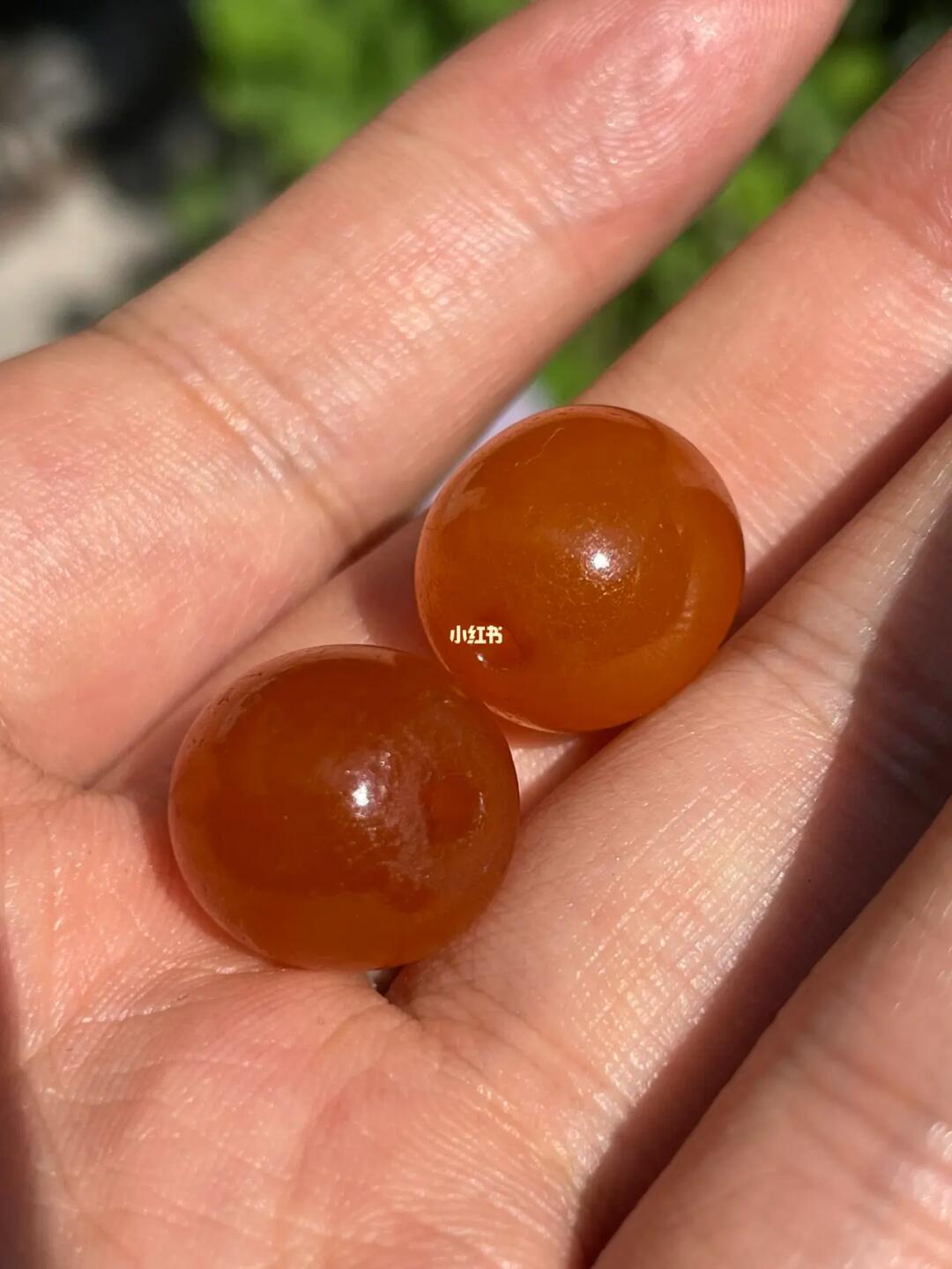 清代老琥珀一对满开片