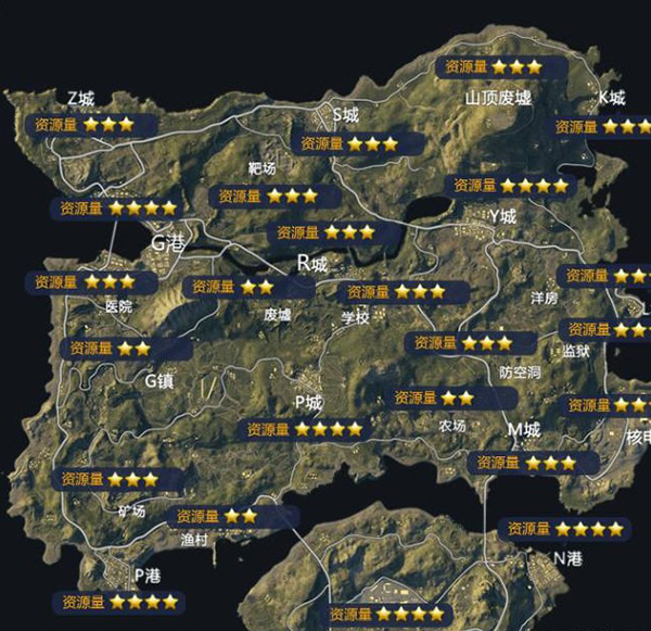 和平精英四大地图地形资源量建筑分布一览 吃鸡必看图鉴-趣趣手游网