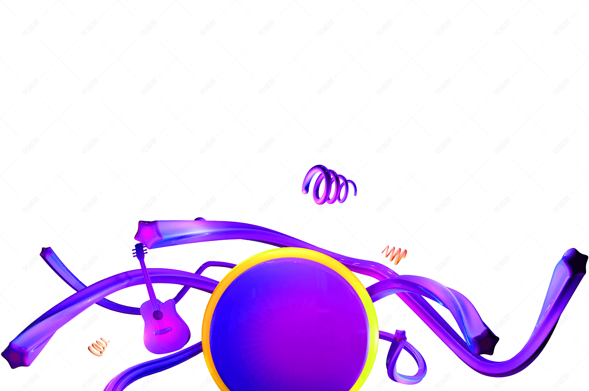 渐变炫彩背景板边框c4d立体海报装饰