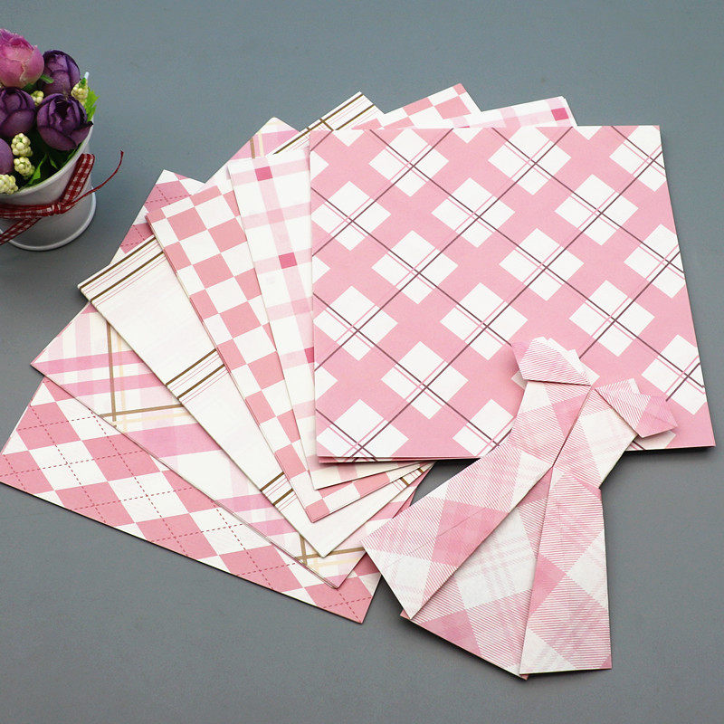 15厘米双面正方形折纸格子控印花彩色纸幼儿园儿童纸叠千纸鹤材料