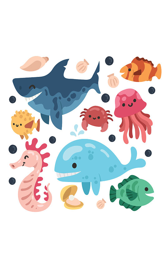 卡通海洋动物设计矢量素材 卡通水母