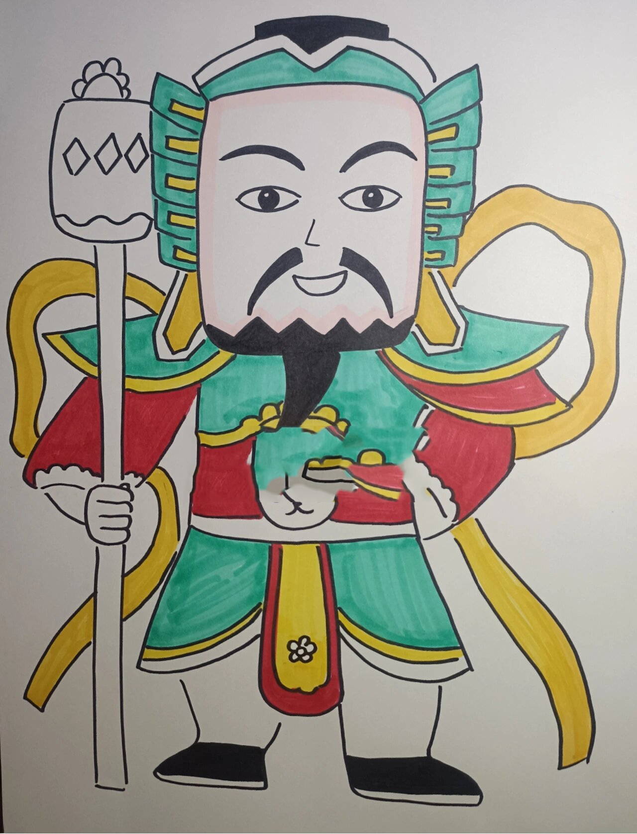 进行设计,了解门神典故服饰服装特点 (2)将门神进行设计绘画