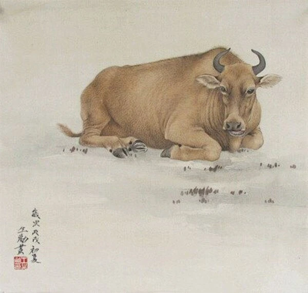 中华艺术节宫收藏的12幅工笔生肖国画牛