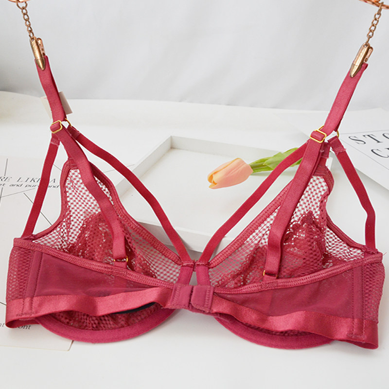 文胸透明镂空罩杯性感欧美蕾丝钢圈法式日薄文胸