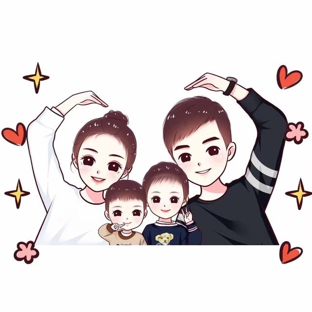 全家福头像,一家三口四口动漫头像,幸福可爱又好看